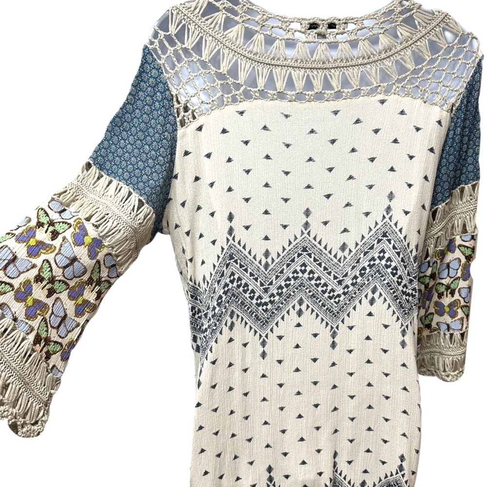 John‎ Mark Boho Crochet Butterfly Blouse Size Medium Top - Picture 11 of 16